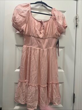 Celebrity Pink Blush One-Shoulder Smocked Tiered Dress